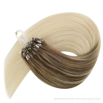 Double drawn virgin russian human remy straight loop hair extension micro ring hair Micro Loop Ring Human Hair Extensions